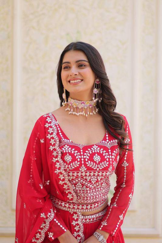 Ram-085 Georgette Pink Customized lehenga choli in Surat